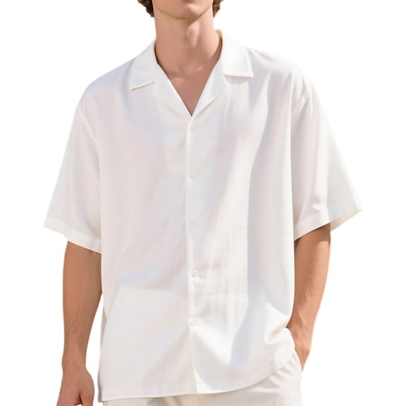 Kakii Mens Vacation Cotton Resort Shirt, Slim-Fit Short Sleeve