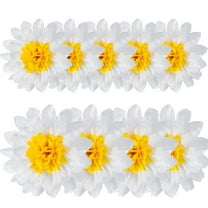 HYG 10 Pcs Paper Daisy Flower Decorations Sunflowers Tissue Pom Poms 12 and 8 inch White Yellow Flowers Wall Hanging Ornament for Birthday Wedding Party Decor