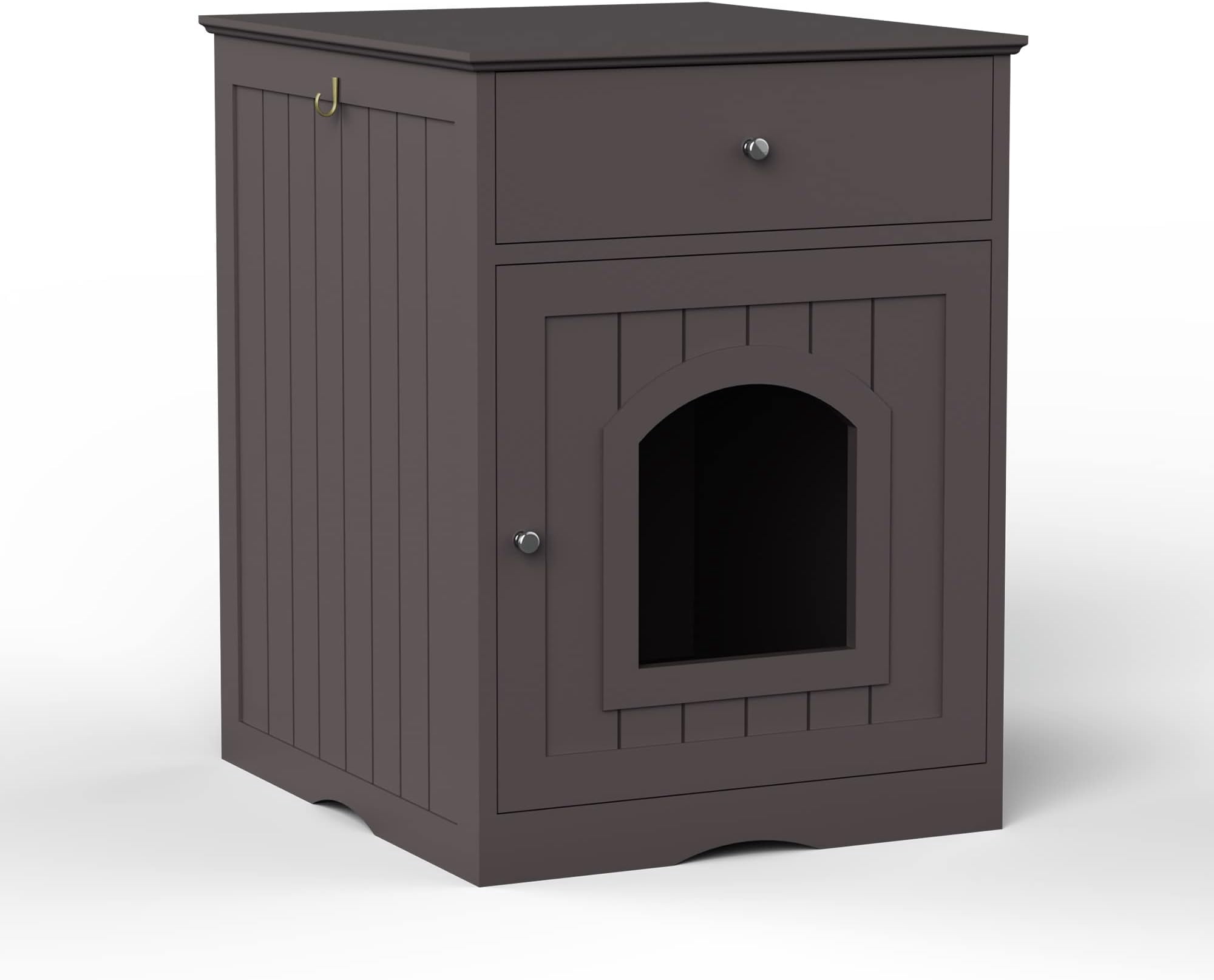Cat Litter Box, Hidden Litter Box Furniture Cabinet with Drawer, Indoor Cat House Side Table, Kitty Puppy Litter Box