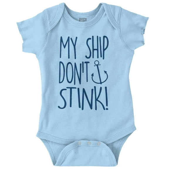 My Ship Dont Stick Cute Nautical Romper Boys or Girls Infant Baby Brisco Brands 12M