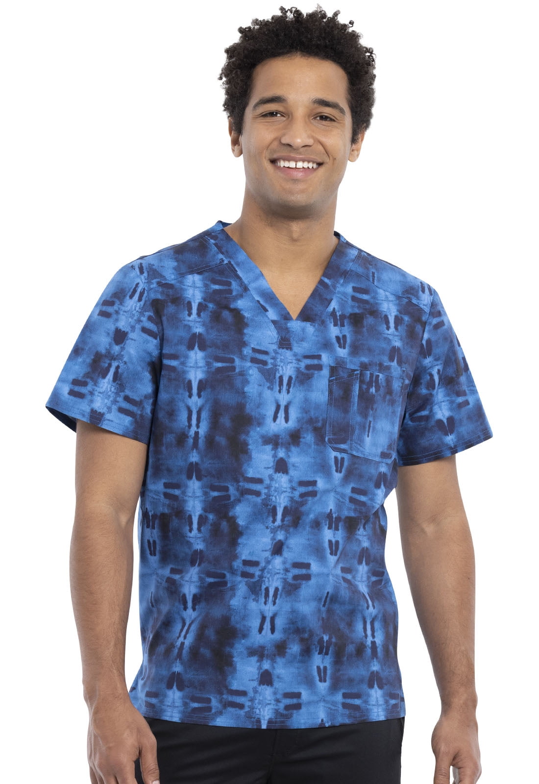 men's printed scrub tops