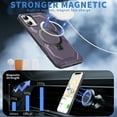 thumbnail image 5 of Heavy Duty Phone Case For iPhone 16 Plus,Built-in Rotatable Magnetic Ring Kickstand,Shockproof Dropproof Tough Rugged Anti-fall Protective Phone Case Cover For iPhone 16 Plus, Purple, 5 of 6