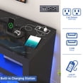 thumbnail image 2 of Blotout 74" TV Stand for TVs up to 85" with LED Lights and Power Outlet, 32" Tall Modern Gaming Entertainment Center with Adjustable Shelve for Living Room, High Glossy Black Marble, 2 of 10