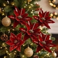 thumbnail image 5 of OAVQHLG3B Poinsettia Artificial Flowers Christmas Tree Ornaments Glitter Artificial Magnolia Flowers for Xmas New Year Party Wedding Holiday DIY Decorations, 5 of 6