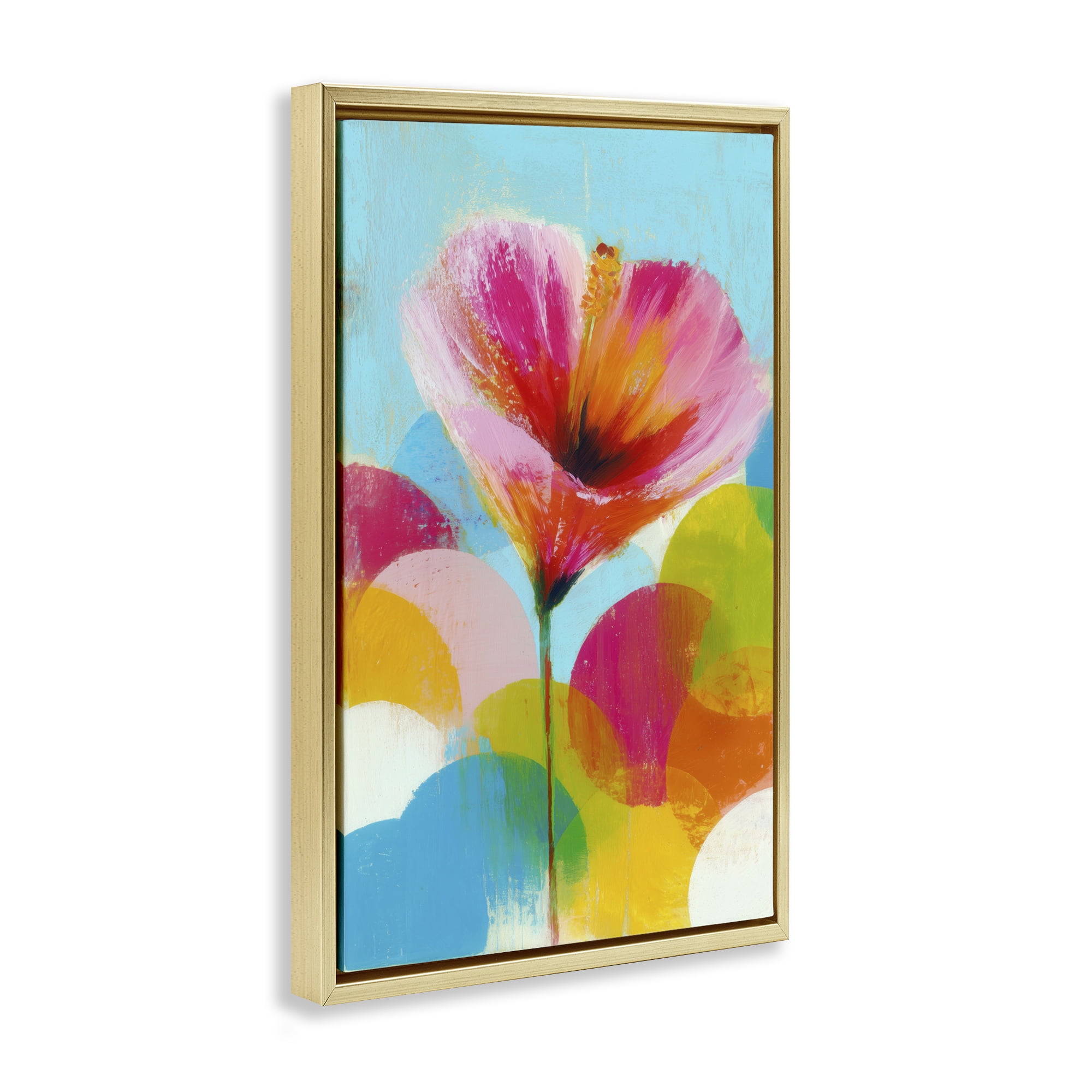 Stupell Industries Hibiscus In The Sun Gold Framed Floater Canvas Wall Art, design by Chromatic Storm Studio