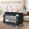 thumbnail image 2 of JOYMOR 5 in 1 Pack and Play with Changing Table, Portable Travel Crib, Baby Bassinet with Mattress, 2 of 9