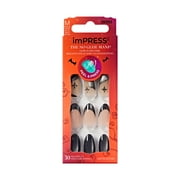 KISS imPRESS Halloween Press On Nails Almond, ‘Haunt Mess’, Black, Medium, 30 Count