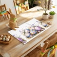 thumbnail image 4 of Colorful Easter Egg Placemats Set of 1, Purple Flower Heat Insulated Linen Place Mats, Washable Stain-Proof Table Mats for Dining Tables Holiday Decor 13x19 Inches, 4 of 9