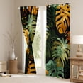 thumbnail image 3 of Manfei Green Gold Leaves Black Out Curtains,Tropical Plant Theme Curtains Pack of 2 (42x63 Each),Monstera Leaf Bedroom Curtains For Teens,Breathable Home Decor, 3 of 6