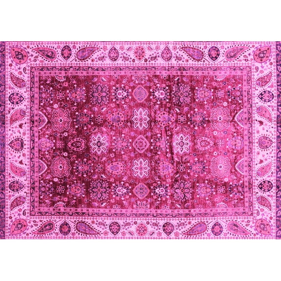 Ahgly Company Indoor Rectangle Abstract Pink Modern Area Rugs, 6' x 9'