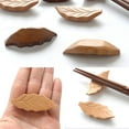 thumbnail image 3 of Paquete de 6 soportes para palillos, cuchara, tenedor, cuchillo, decoración de mesa de cena, forma de hoja de madera Natural, 3 of 5