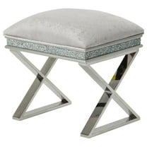 Michael Amini Melrose Plaza Velvet Vanity Bench in Dove Gray