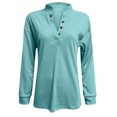 thumbnail image 5 of Pompotops Mode Femmes Décontracté Velours Côtelé Uni Bouton Col Montant Manches Longues Hauts Blouse, 5 of 5
