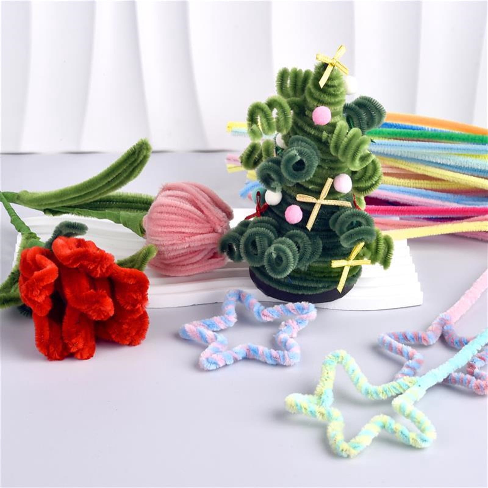 Pipe Cleaners Craft Set, 100/400 Pcs Chenille Stems with Floral DIY Accessories, Multicolor Flexible Craft Stems for Art Crafts & Decorations