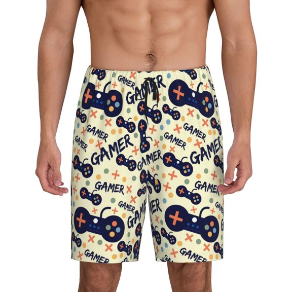 Naloa Game Controller Men's Short Pajama Pants, Lounge Comfort Shorts with Elasticized Waistband and Side Pockets - Small