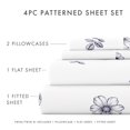 thumbnail image 4 of Noble Linens 4 Piece Pattern Microfiber Bed Sheets Set, Navy Indigo Flowers, King, 4 of 10