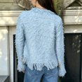 thumbnail image 7 of Karymi Solid Tweed‑Fringe Cropped Jackets for Women, V‑Neck Gold‑Button Long‑Sleeve Elegant Open‑Front Outerwear, 7 of 7