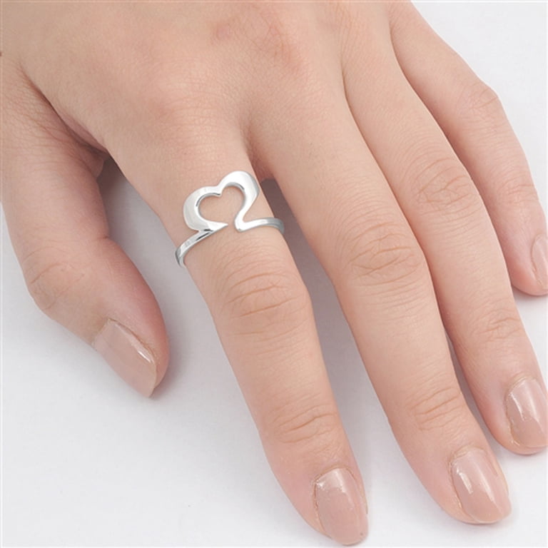 Open Wave Heart Chic Purity Promise Ring New 925 Sterling  Wavy Heart Promise Ring display picture 1