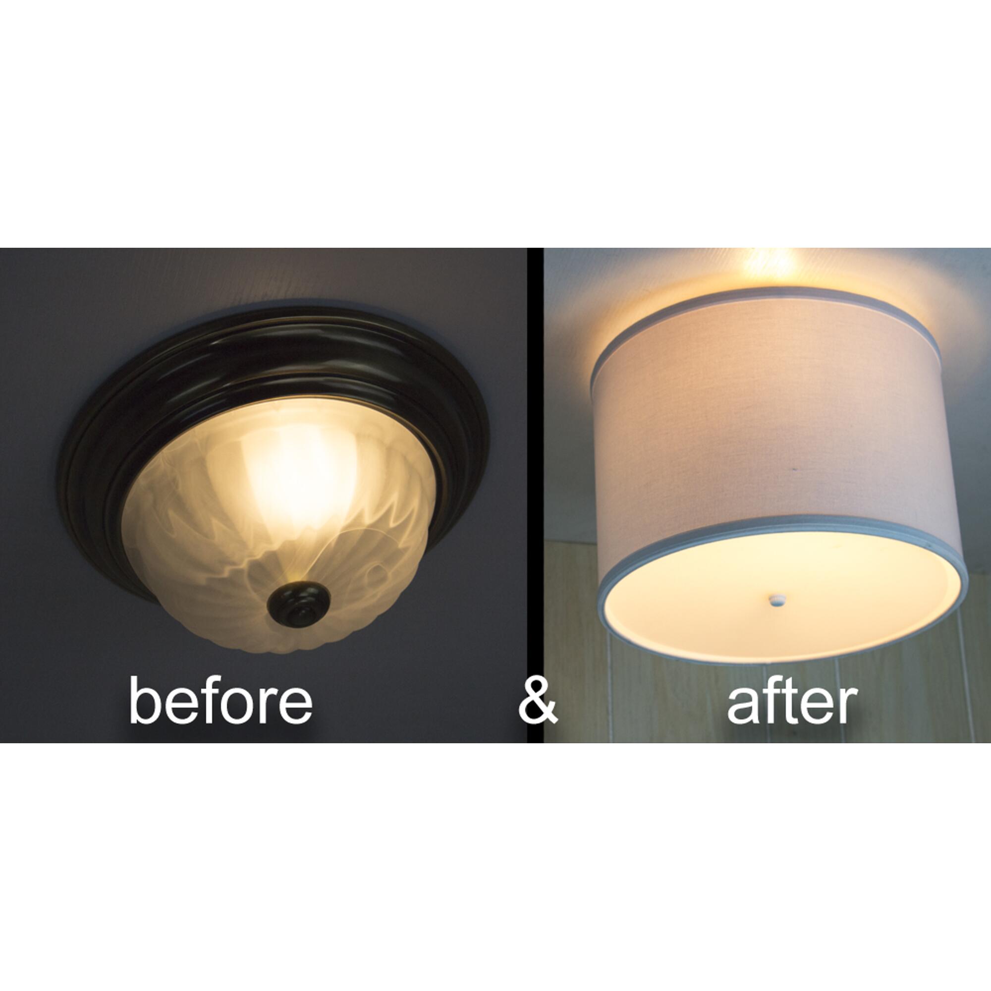 Moderne Flush Mount Conversion Kit 14"w White Fabric Drum Lampshade