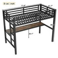 thumbnail image 4 of Newest Tech-Integrated Study & Gaming Metal Twin Loft Bed with Power Outlet and LED Light, Space-Saving Black Frame, 4 of 10