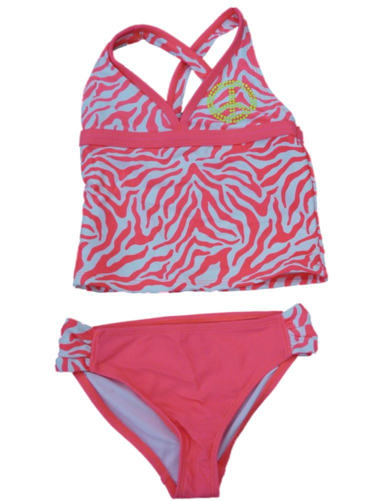 Angel Beach Angel Beach Girls Orange Zebra Print Swimming Suit Swim