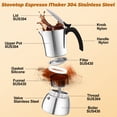 thumbnail image 3 of No Coating 4 Cup Thickened 304 Stainless Steel Moka Pot Stovetop Espresso Maker Italian Coffee Machine 200ml 6.8oz Suitable for Gas Induction Stovetop Greca Coffee Maker Percolator, 3 of 9