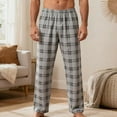 thumbnail image 2 of Stamzod Summer Pajama Pants Men Fashion Plaid Straight Soft Pajama Bottoms with Pockets Sleepwear Casual Oversized Pajamas for Men Gray S, 2 of 6