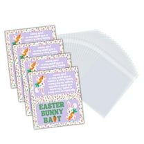 Easter Bunny Kisses Labels for Easter Bunny Bait  50 Tags & 50 Bags  100 Pieces Tags 4x3.5 for Candy Baskets Folded Cards to Staple Egg Floral Background