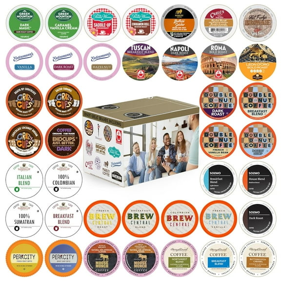 Coffee Pods Variety Pack Sampler, Coffee Lovers Single-Serve Coffee Capsules & Pods For Keurig K Cup Machines, Assorted Variety Pack, 40 Count