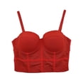 thumbnail image 2 of Roncen Women's Mesh Breath Push up Bustier Corset Crop Top Club Party Vest, 2 of 6