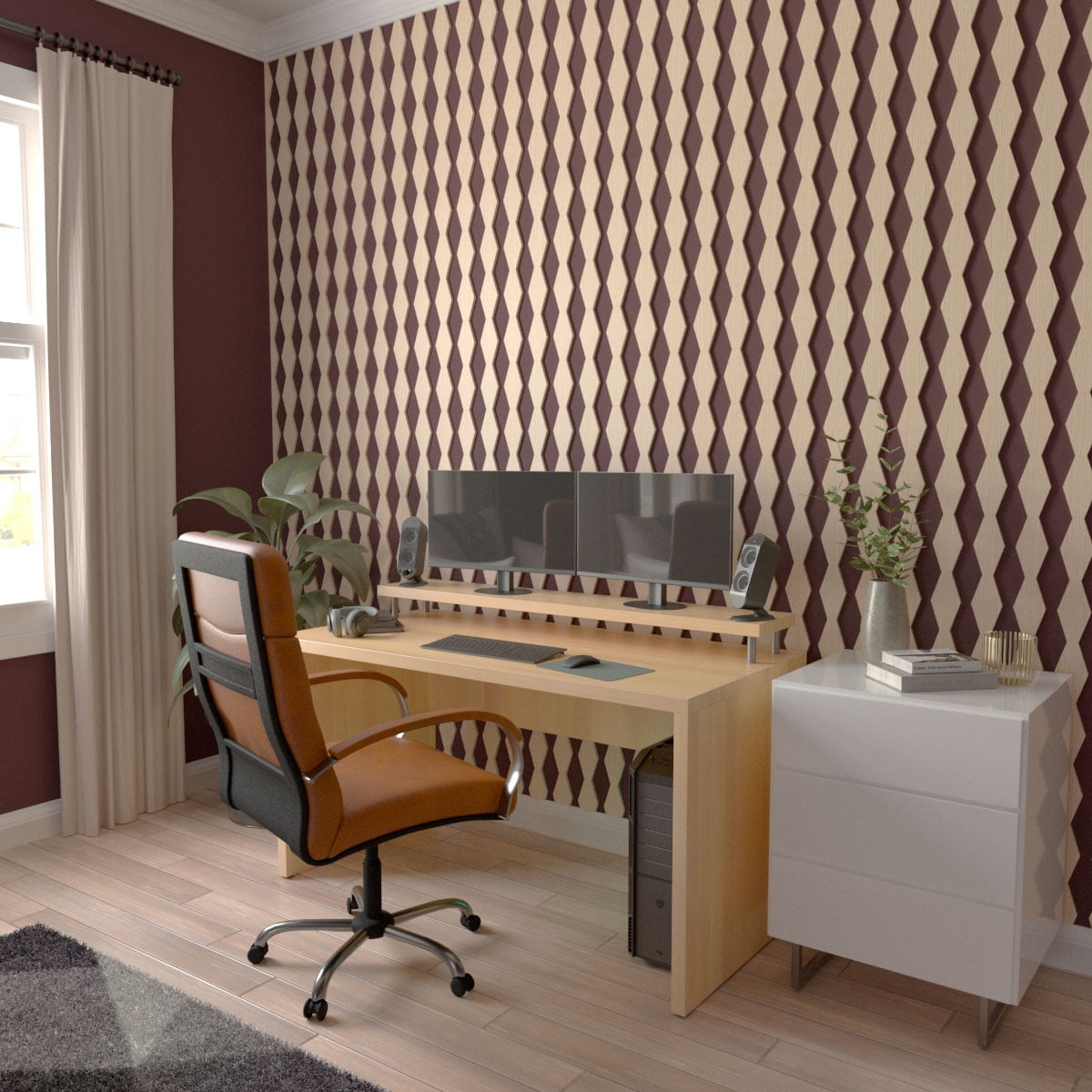 Ekena Millwork 47"H x 3/8"T Cimarron Adjustable Wood Decorative Slat Wall Panel Kit, Red Oak (contains 23 Slats + 1 Straight Edge Starter Slat)