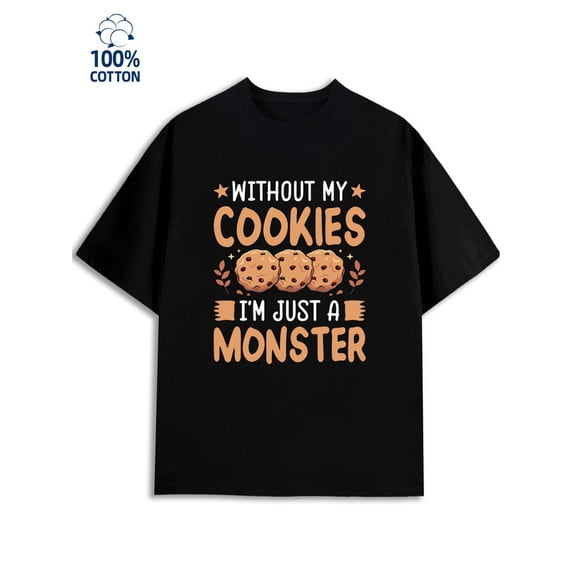 Cookie Monster Tee mens 180G 100% Cotton black Funny Unisex Shirt Printed tshirts Trendy Unisex Shirt Crewneck tshirts Classic Unisex Shirt Short Sleeve tshirts Trendy Unisex Shirt Cotton tshirts