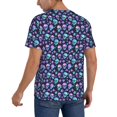 thumbnail image 2 of Goofa Blue Skull Flower Pattern Mens Golf Shirt Baseball T-shirt Moisture Wicking Dry Fit Performance Sport Short Sleeve Striped Golf Polo Shirts-3X-Large, 2 of 7