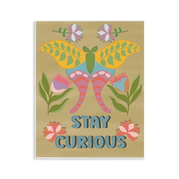 Stupell Industries Stay Curious Butterfly Quotes and Sayings Painting Unframed Art Print Wall Art, 11 x 14