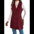 thumbnail image 3 of Vestido de Mujer Color Caqui con Bloques de Color, Otoño, Larga, Rayas, Blazer Falso para Mujer. Vino Tinto S, 3 of 10