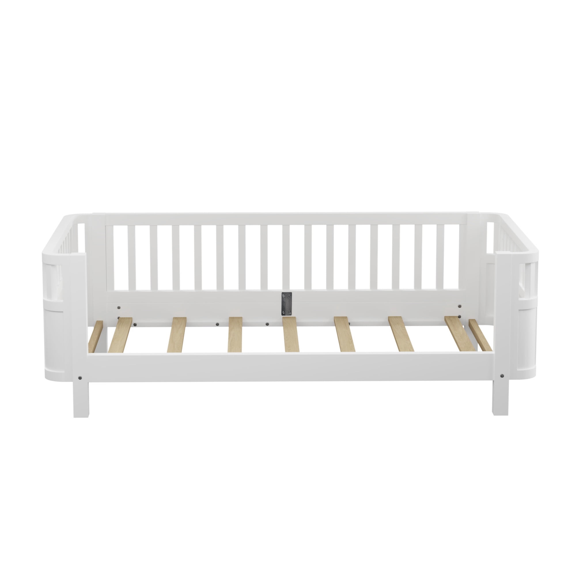 Euroco Wood Twin Size Platform Bed, Low Profile Bed with Rails for Kids and Toddlers, White