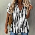 thumbnail image 2 of KTMKH Oversized Button Down Shirts For womens Short Sleeve V-Neck Tee Shirts Casual Print Black Lfashion Woman Blouses, 2 of 5