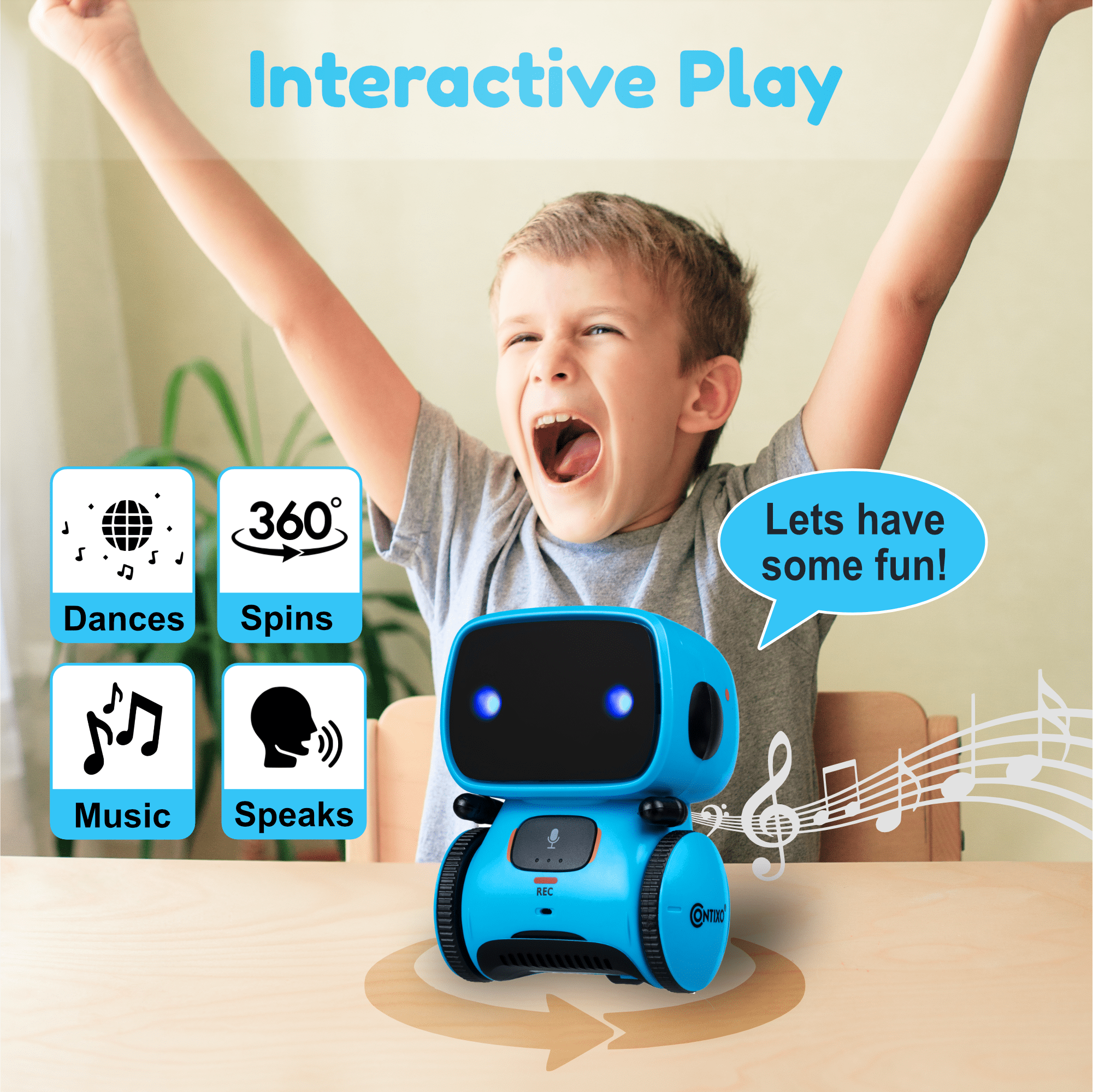 Contixo R1 Kids Robot Toys, Interactive Smart Robots for Kids with Voice Control, Blue