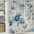 thumbnail image 6 of Chilfamy Blue and White Flowers Fabric Shower Curtain with Hooks, 100% Polyester Waterproof Bathroom Decor Set, Various Sizes Available 60x72, 6 of 7