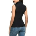 thumbnail image 5 of Women Summer Tops Top Tee Womens Fit Turtleneck Slim Blouse Shirt Sleeveless Solid Women's Blouse Camisole with Support Bra Glitter Girl Compression Tops for Women Top 3x Christmas Workout Black 3XL, 5 of 6