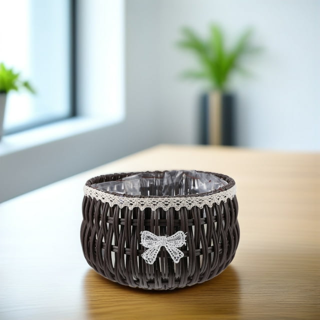 Greenadscape Woven Planting Pot 1Set Natural Rattan Coffee For Indoor Decor