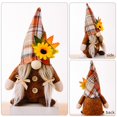 thumbnail image 4 of Gnome Plush Doll Dwarf Standing Figure Faceless Design, Long Hair Checked Pointed Hat Adorned With Sunflower & Leaf Accents, Soft Plush Material Holiday Gift For Teens Household, 4 of 7