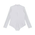 thumbnail image 4 of TiaoBug Kids Boys Shiny Rhinestone Latin Ballet Dance Gymnastics Leotard Long Sleeve Bodysuit White 10, 4 of 5