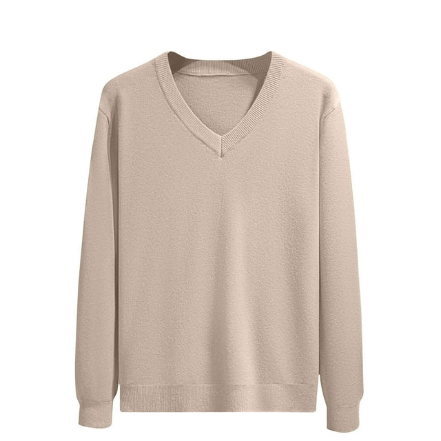 JMYHOAM Sweaters for Men Winter Casual Fashion Solid Color Texture Long Sleeved V Neck Sweater,XS-XL