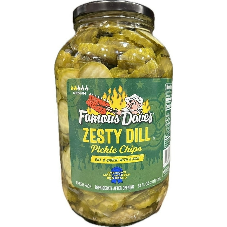 Famous Dave's Zesty Dill Pickle Chips, Medium Heat, Garlic Flavor