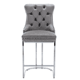 thumbnail image 2 of Tcbosik Velvet Bar Stools Set of 2, Upholstered Counter Height Barstool with Button Tufted Back & Chromed Metal Legs for Kitchen Island, Dining Room, Gray, 2 of 11