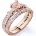 thumbnail image 1 of Elegant 1.75 ct - created Round Pink Champagne created morganite-Edwardian Engagement Ring - Vintage Wedding Set - 18K Rose Gold over Silver, 1 of 4