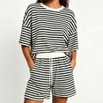 thumbnail image 6 of Costeam Womens Round Neck Print Pullover Two Piece Set Short Sleeve Top and Elastic Waist Shorts Casual Everyday Style Side Pockets Relaxed Loose Fit Lightweight Breathable Fabric Outfit, 6 of 9