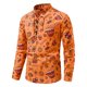 thumbnail image 1 of Camisa de lino de algodón de moda casual para hombres Top de cuello en V étnico con estampado de manga larga Pompotops  oipoqjl53161, 1 of 9