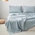 thumbnail image 1 of Simple&Opulence 100% Linen Sheet Set with Embroidery Washed - 3 Pieces (1 Flat Sheet & 1 Fitted Sheet & 1 Pillowcase) Natural Flax Soft Bedding Breath, 1 of 2